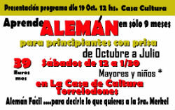 Alemán en sólo 9 meses. Los sábados en la Casa de Cultura de Torrelodones.
