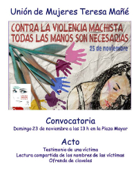 La Unión de Mujeres Teresa Mañé organiza un acto de repulsa contra la Violencia de Género