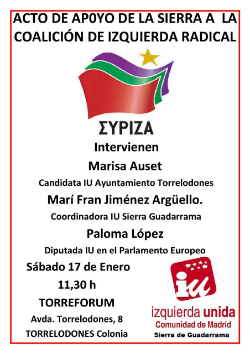 Acto de apoyo de IU de la Sierra a Syriza en las elecciones generales en Grecia