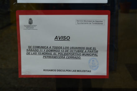 Aviso de cierre parcial del Polideportivo para este fin de semana