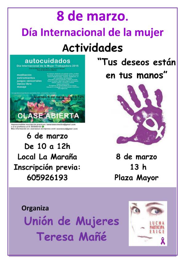 La Unión de Mujeres invita a dos actividades para celebrar el 8 de Marzo