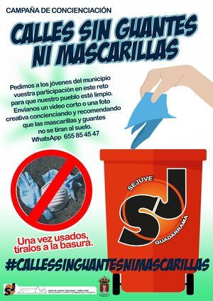 Los jóvenes de Guadarrama conciencian contra los guantes y mascarillas tirados en la calle