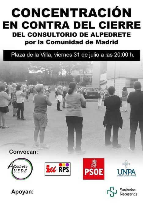 Concentración contra el cierre del Consultorio de Alpedrete durante el verano