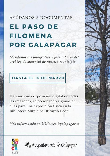 La Biblioteca Ricardo León de Galapagar invita a los vecinos a participar en una exposición sobre el paso de Filomena
 