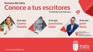 Carmen Posadas, Juan Eslava Galán y Javier Sierra impartirán conferencias durante la Semana del Libro en Boadilla
