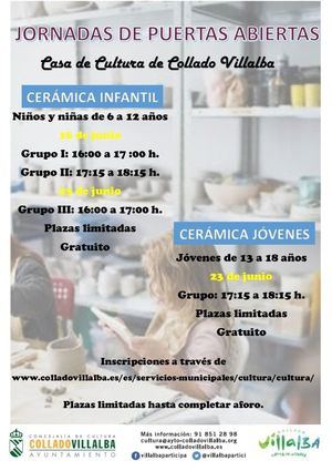 Puertas Abiertas para niños y jóvenes en los cursos de cerámica de la Casa de Cultura de Collado Villalba
 