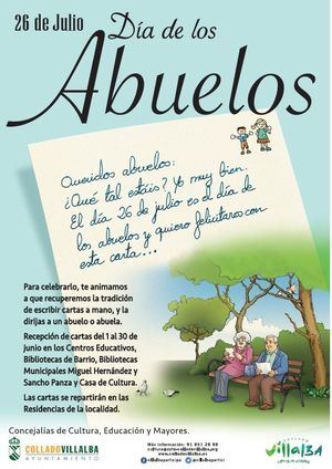 Cartas para los mayores: Collado Villalba invita a todos los niños y niñas del municipio a celebrar el Día de los Abuelos