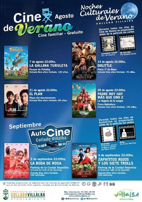 Durante el mes de agosto, regresa el Cine de Verano a Collado Villalba