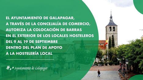 Galapagar permitirá a los locales hosteleros sacar barras a la calle del 9 al 19 de septiembre
 