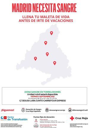 Una unidad de donación de sangre visitará Torrelodones el viernes 3 de septiembre