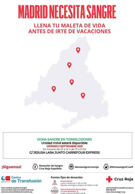 Una unidad de donación de sangre visitará Torrelodones el viernes 3 de septiembre