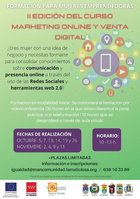 La Mancomunidad La Maliciosa abre las inscripciones para el Taller de Marketing Online para empresarias