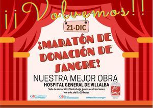 El Hospital Universitario General de Villalba organiza un maratón de donación de sangre el 21 de diciembre
