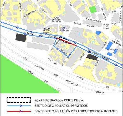 Cortes de circulación en el camino de Valladolid y en otras vías de Torrelodones por obras