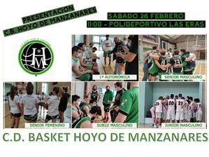 El Club Basket Hoyo de Manzanares presentará a sus equipos este sábado en Las Eras