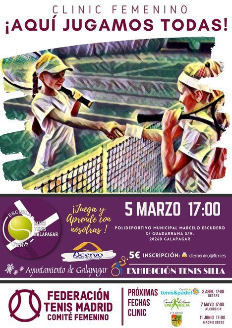 Galapagar, primera parada del Tour Femenino de Tenis ‘Aquí jugamos todas’ el sábado 5 de marzo