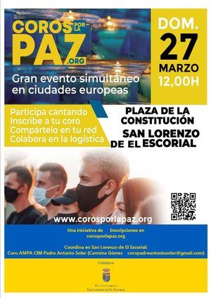San Lorenzo de El Escorial se une este domingo a la iniciativa Coros por la Paz, evento simultáneo en varias ciudades europeas