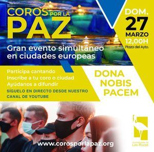 Las Rozas se une a otras 94 ciudades españolas este domingo para cantar por la paz en Ucrania