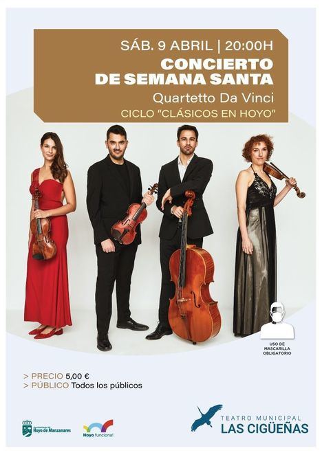 El Quartetto Da Vinci ofrece este sábado en Hoyo de Manzanares su Concierto de Semana Santa
 