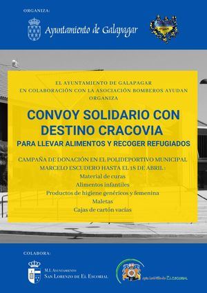 Galapagar y la Asociación Bomberos Ayudan organizan un convoy solidario con destino a Cracovia