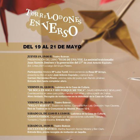 La poesía, protagonista del nuevo festival Torrelodones en Verso, que se celebra desde el 19 de mayo