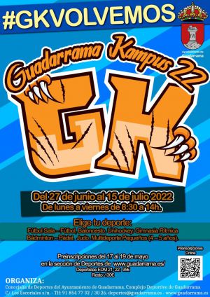 La Concejalía de Deportes de Guadarrama abre las preinscripciones para el campus de verano GK22