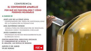 El contenedor amarillo y el reciclaje protagonizan una nueva charla organizada por el PSOE de Las Rozas