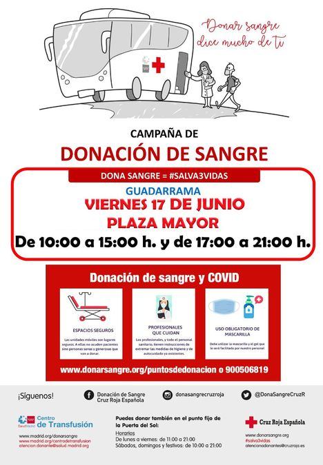 Este viernes, la Semana de la Donación de Sangre llega a Guadarrama con una unidad móvil
 
