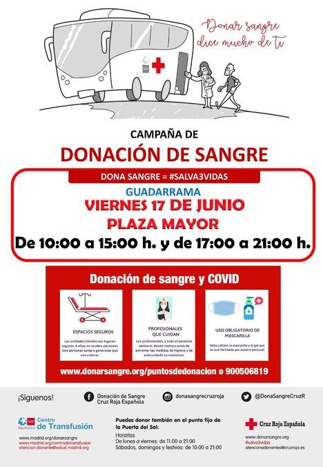 Este viernes, la Semana de la Donación de Sangre llega a Guadarrama con una unidad móvil
 