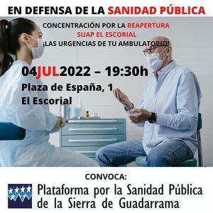 La Plataforma por la Sanidad Pública convoca concentraciones en El Escorial y Collado Villalba por el cierre de los SUAP