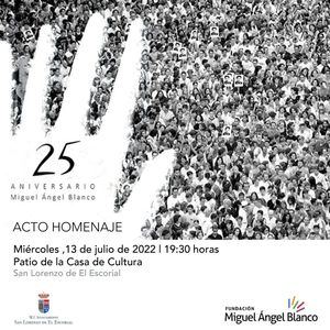 San Lorenzo de El Escorial celebra el miércoles 13 de julio un acto de homenaje a Miguel Ángel Blanco