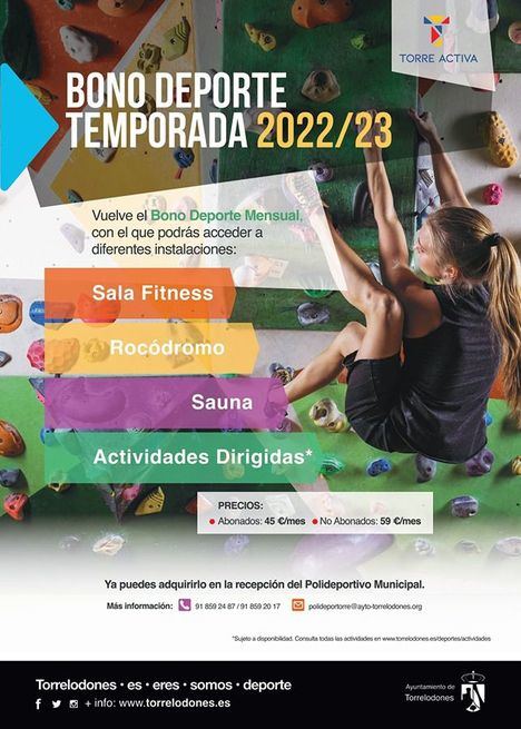 Torrelodones recupera el Bono Deporte Mensual para acceder a las actividades deportivas municipales