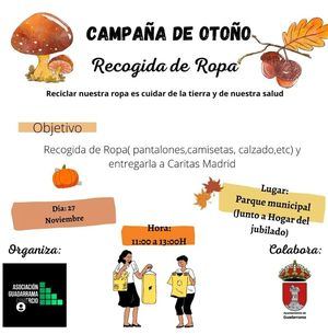 Guadarrama recogerá este domingo ropa para donarla a Cáritas Madrid