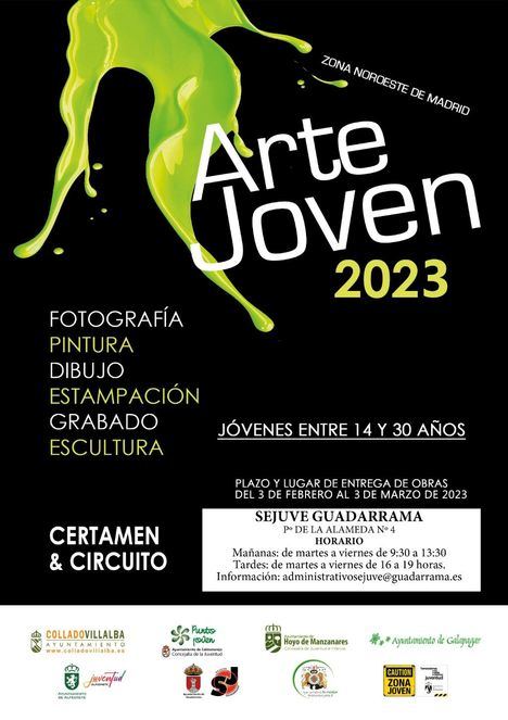 El SEJUVE invita a los jóvenes de Guadarrama a participar en el Certamen de Arte Joven de la zona Noroeste