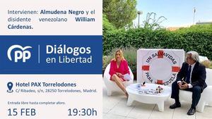Almudena Negro mantendrá un encuentro con el disidente venezolano William Cárdenas en Torrelodones