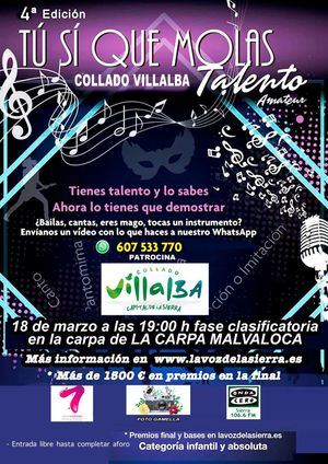 Abierta la inscripción para el concurso de Talentos ‘Tú sí que molas’ en Collado Villalba