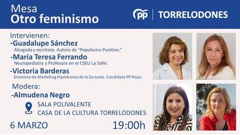 El PP de Torrelodones organiza, con motivo del 8 de marzo, el coloquio ‘Otro feminismo’
