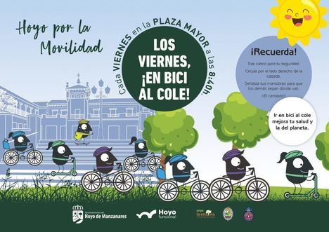 Hoyo de Manzanares retoma el programa ‘Los viernes ¡en bici al cole!’