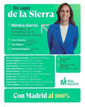 Más Madrid presenta en Alpedrete, con Mónica García, a sus candidatos para el Noroeste