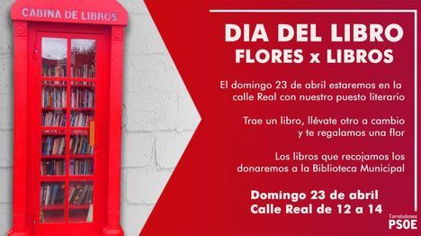 El PSOE de Torrelodones intercambiará libros por flores este domingo