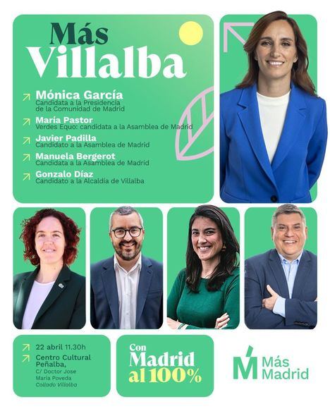 Más Madrid y Verdes-Equo presentarán este sábado su candidatura para Collado Villalba con Mónica García