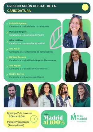 Más Madrid presenta su candidatura este domingo en Torrelodones