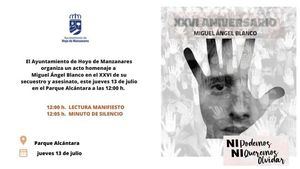 Hoyo Manzanares realizará un homenaje a Miguel Ángel Blanco este jueves