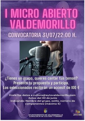 Valdemorillo organiza el I Micro Abierto, una convocatoria para intérpretes y creadores musicales