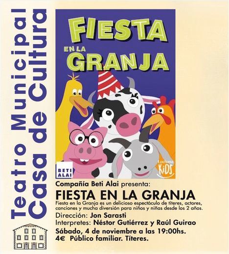 La Casa de Cultura de Collado Villalba acoge el espectáculo infantil ‘Fiesta en la Granja’