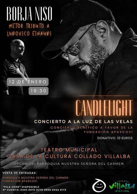 Collado Villalba acoge un concierto solidario de Borja Niso a favor de APASCOVI