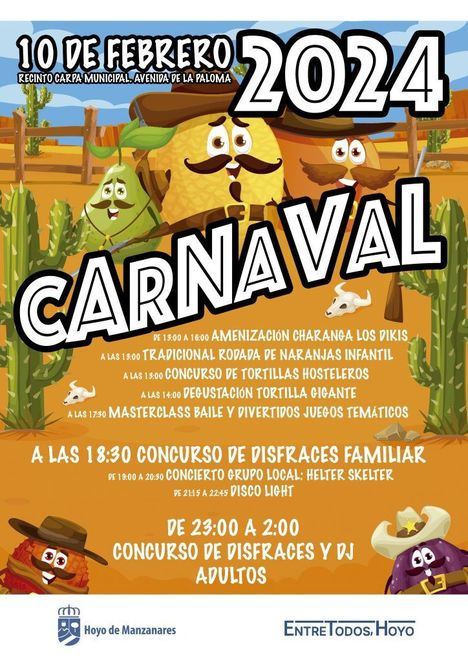 El sábado 10 de febrero Hoyo de Manzanares vivirá un completo Día de Carnaval