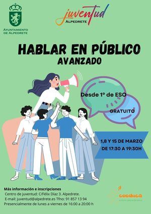 Alpedrete organiza un taller destinado a estudiantes de Secundaria para aprender a hablar en público