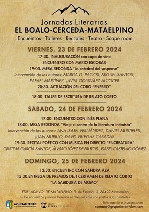 El Boalo, Cerceda y Mataelpino celebra del 23 al 25 de febrero sus Jornadas Literarias