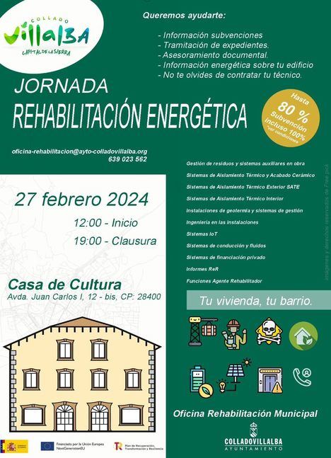 Collado Villalba organiza una jornada sobre Rehabilitación Energética de edificios